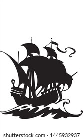 Segelschiff Vektorillustration Meer