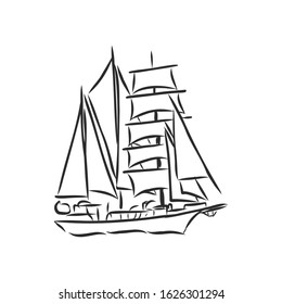 Sailboat ship sign, vector sketch 