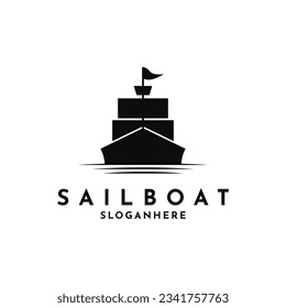 Diseño creativo del logo de la silueta de barco de vela