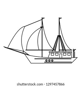 Sailboat ship symbol black and white