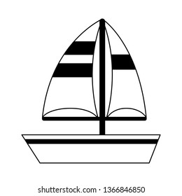 Sailboat ship symbol cartoon black and white