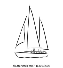 Sailboat ship. vector sketch illustration sign.