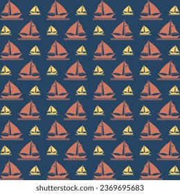 Sailboat ship in water colorful pattern beautiful background vector illustration