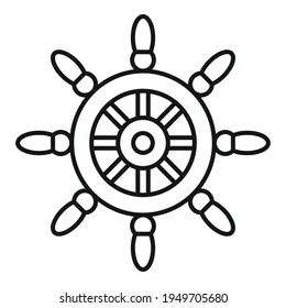 Sailboat Ship Wheel Icon. Outline Sailboat Ship Wheel Vector Icon For Web Design Isolated On White Background