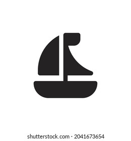 Sailboat Silhouette Icon On White Background