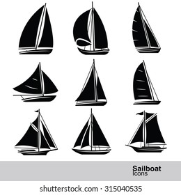 sailboat silhouette icon set ,vector illustration