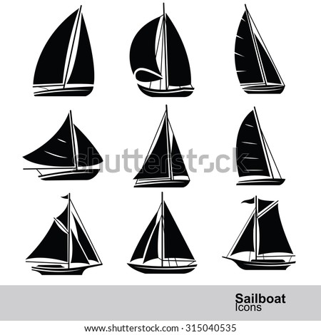 sailboat silhouette icon set ,vector illustration