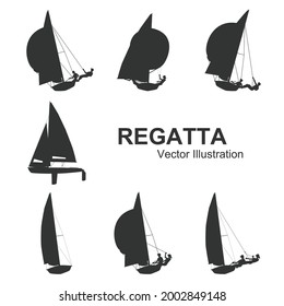 Sailboat Silhouette Symbole Vektorgrafiken.