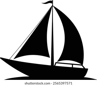  Sailboat silhouette isolated on white background. Sailing ship sign vector illustration design