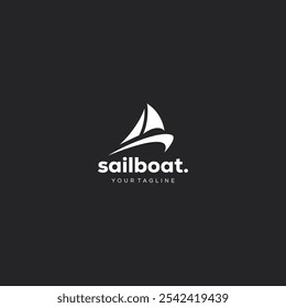 Sailboat Silhouette Logo Design, Traditional Sailboat Vector Illustration