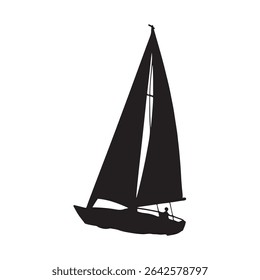 Sailboat silhouette vector flat illustration design on white background 