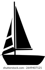 Sailboat Silhouette Vector Minimal Boat Clipart in Black