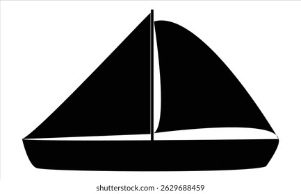 sailboat silhouette vector on white