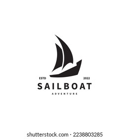 sailboat silhouette vintage logo design