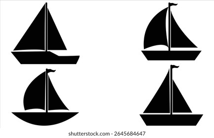Sailboat silhouettes set on white background