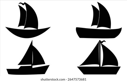 Sailboat silhouettes vector set on a white background