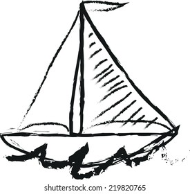sailboat simple doodle charcoal