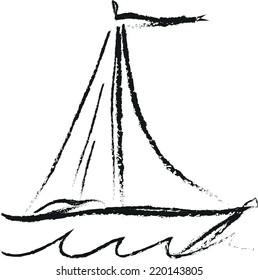 sailboat simple doodle charcoal