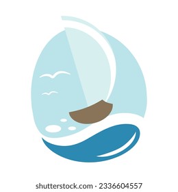 sailboat simple logo or icon, vector illustration 