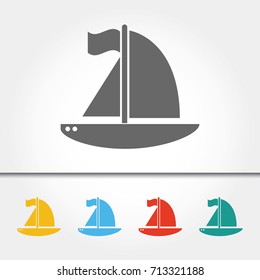 Sailboat Single Icon Vector Illustration