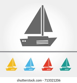 Sailboat Single Icon Vector Illustration