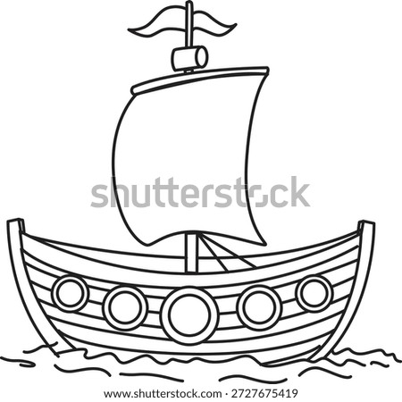 Sailboat with single mast great for sailing themes, classroom materials, and decorative children’s artwork.