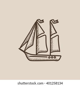 Icono de boceto en barco de vela.