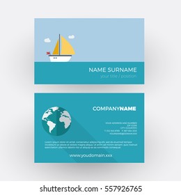 sailboat and skipper. vector professional business card
