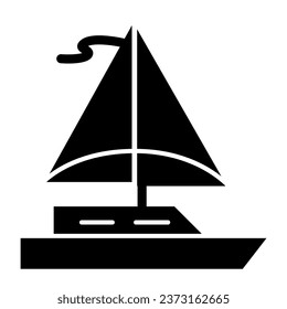 Sailboat solid icon, sea transport symbol, Sailing ship vector sign on white background, sail boat icon in glyph style for mobile concept and web design. Vector graphics