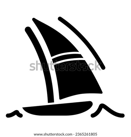Sailboat solid icon, Summer vacation concept, Boat and sea wave sign on white background, yacht icon in glyph style for mobile concept and web design. Vector graphics