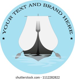 sailboat with spoons and fork seafood minimalist restaurant logo