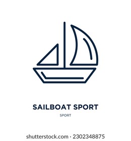 sailboat sport icon from sport collection. Thin linear sailboat sport, sailboat, boat outline icon isolated on white background. Line vector sailboat sport sign, symbol for web and mobile