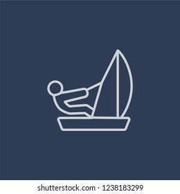 Sailboat sport icon. Trendy flat vector line Sailboat sport icon on dark blue background from sport collection. 