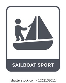 sailboat sport icon vector on white background, sailboat sport trendy filled icons from Sport collection, sailboat sport simple element illustration