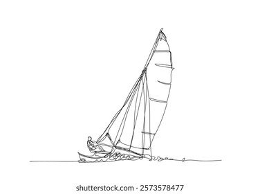 sailboat sport, line drawing style,vector  illustration