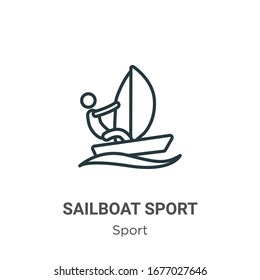 Sailboat sport outline vector icon. Thin line black sailboat sport icon, flat vector simple element illustration from editable sport concept isolated stroke on white background