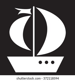 sailboat stencil transparent without color on a black background