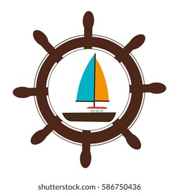 sailboat summer isolated icon