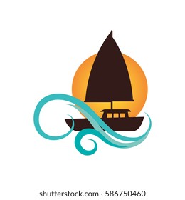 sailboat summer isolated icon