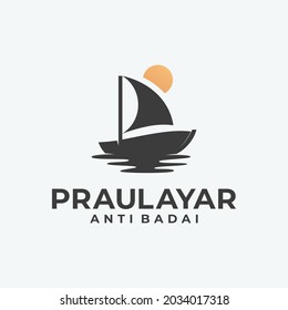 sailboat and sun silhouette logo