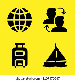sailboat, switch, luggage and global vector icon set. Sample icons set for web and graphic design