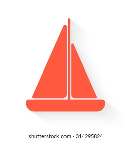 Sailboat symbol in orange with drop shadow on white