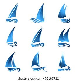 sailboat symbol set