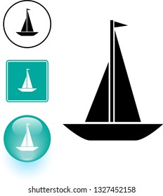 signo y botón del símbolo del barco de vela