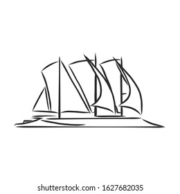 sailboat symbol, vector sketch illustration 