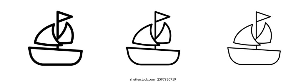 Sailboat thin line vector icon set.