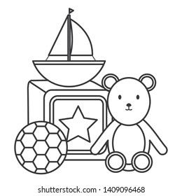 sailboat toy with block and toys