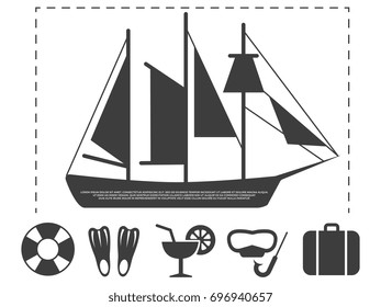 Sailboat travel info poster elements with water holiday at sea intertaiment icons