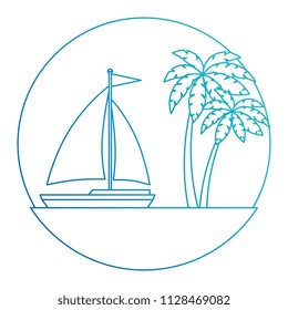sailboat travel seascape emblem