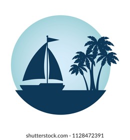 sailboat travel seascape emblem